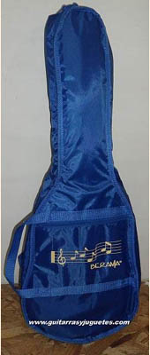 funda de color azul brillante con notas para bajito de Paracho